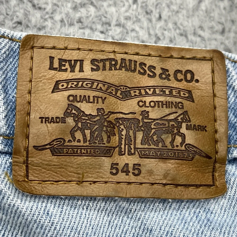 Levi's 545 Jeans Mens 45x28 Loose Fit Vintage 90s Black Bat‎ Wing Leather Tab
